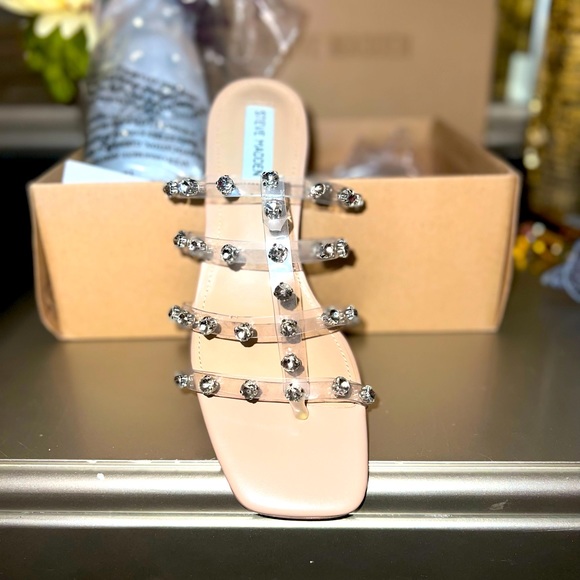 Steve Madden Shoes - STEVE MADDEN HEELED SANDALS WITH CLEAR STRAPS NEVER WORN